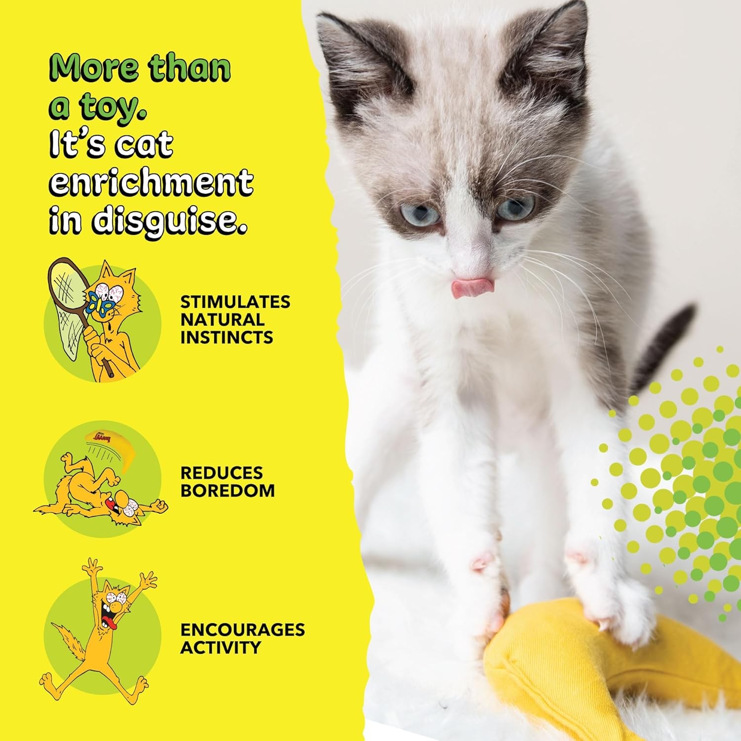 YEOWWW! Catnip Banana 3 PACK Pure Leaf & Flowertop Blend Cat and Kitten Toy