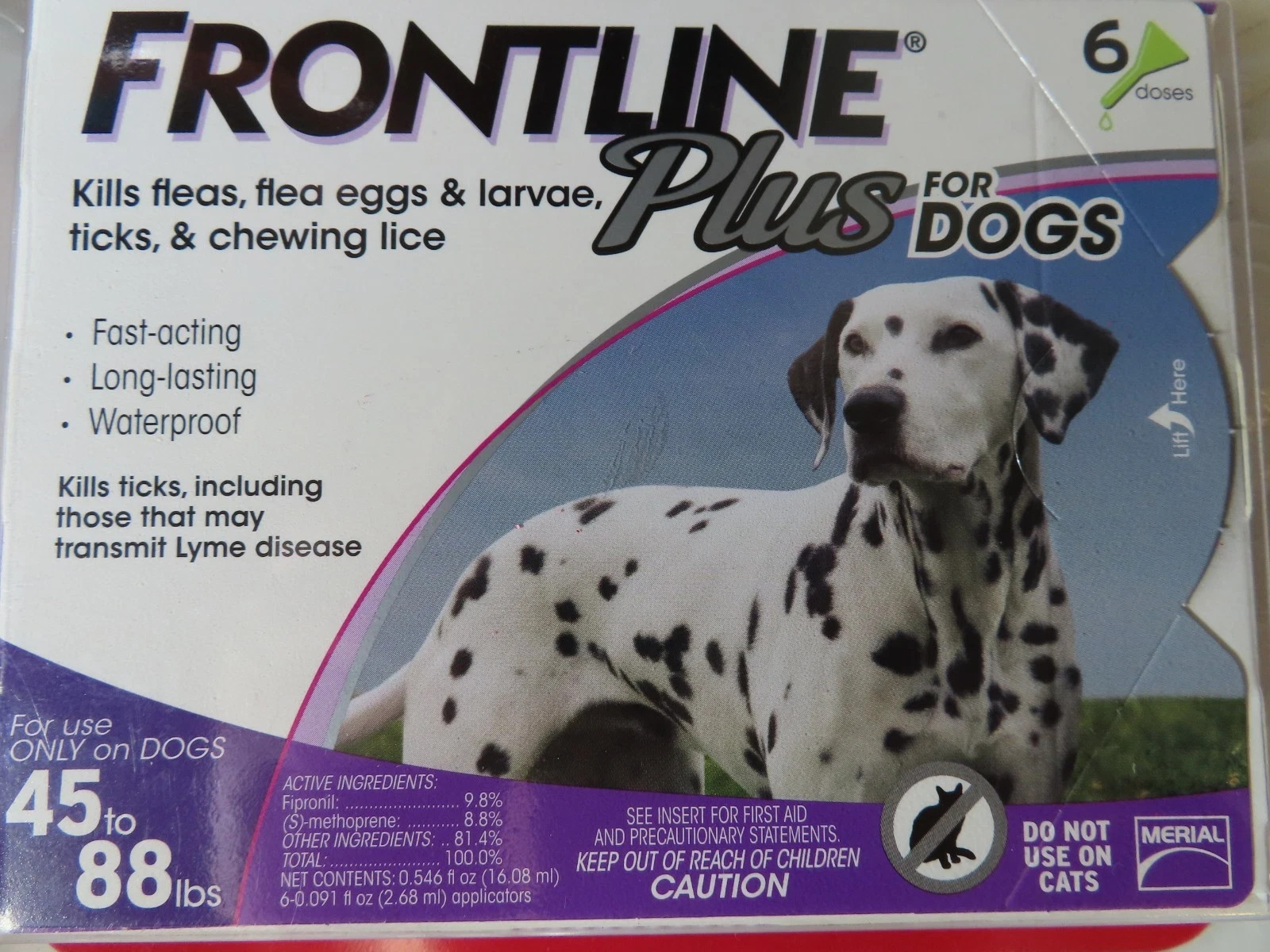 FR PLUS DOGS 45-88Lbs FLEA & TICK CONTROL 6 DOSES BRAND NEW SEALED