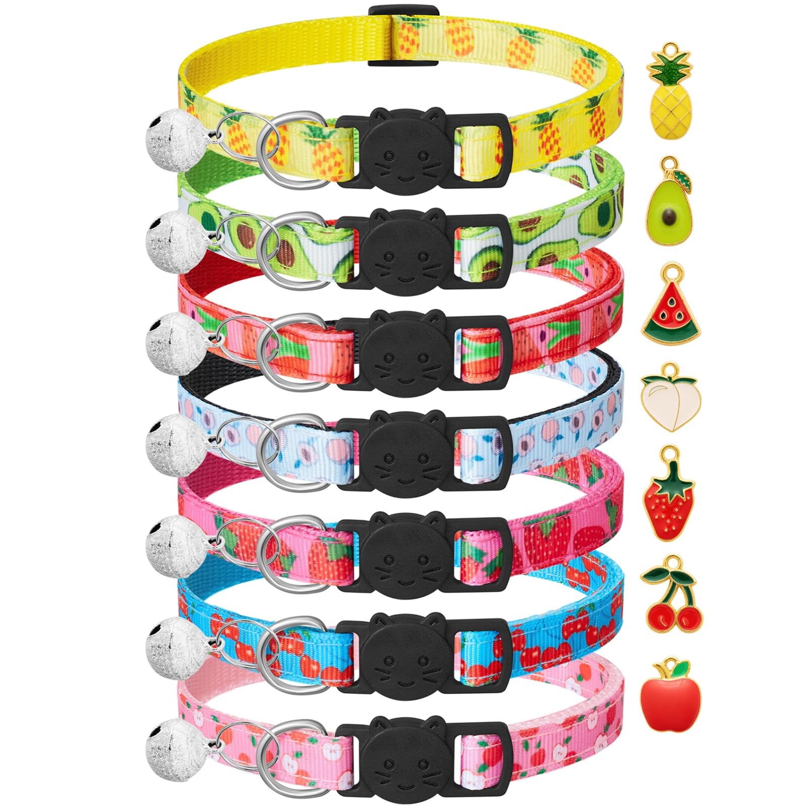 7 Pack Breakaway Cat Collars Adjustable 18-30cm, 1.0cm width, Multi-colored