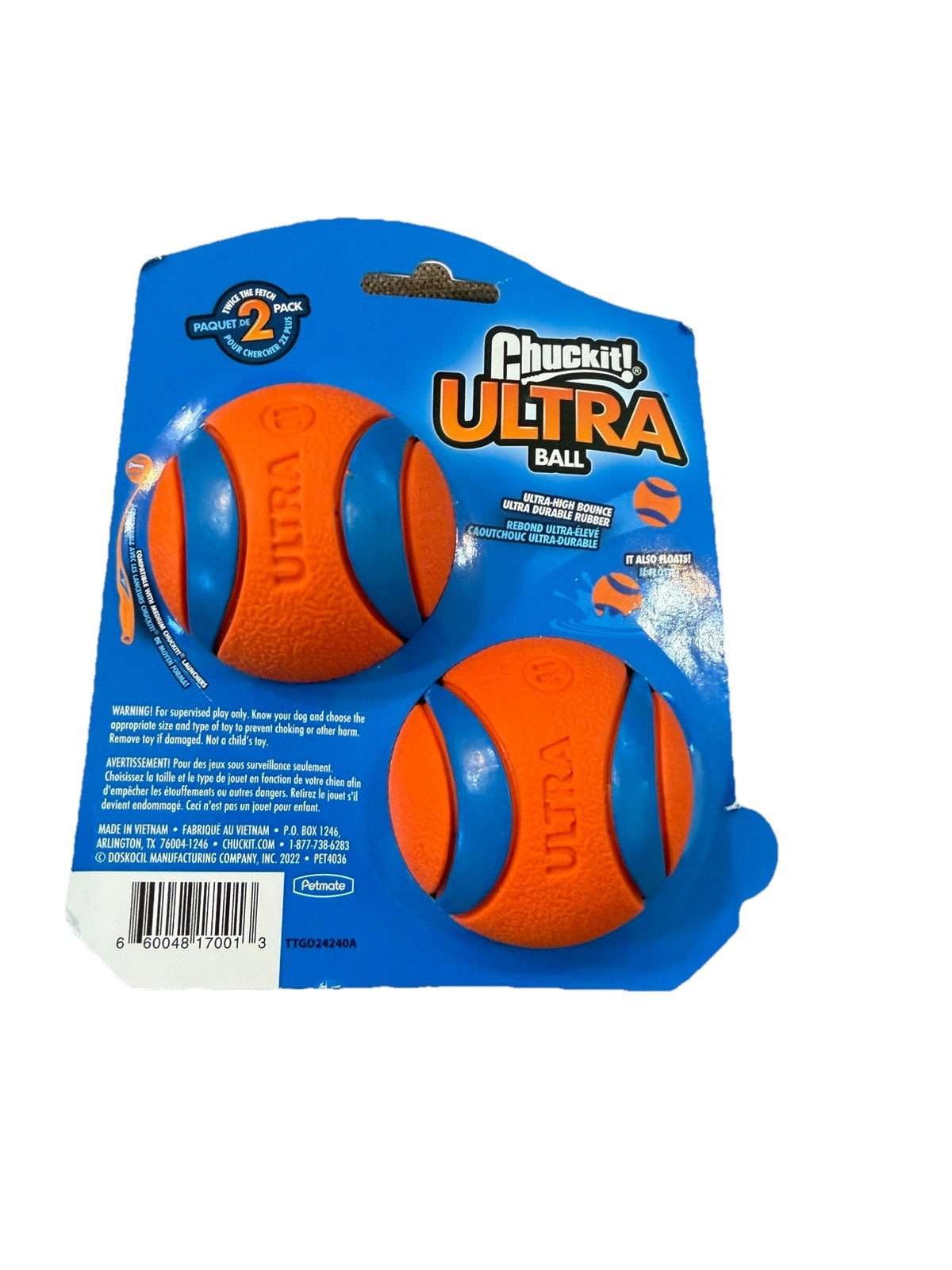 Chuckit! Ultra Dog Ball Pack of 2 Medium High Bounce Balls for Outdoor Chase