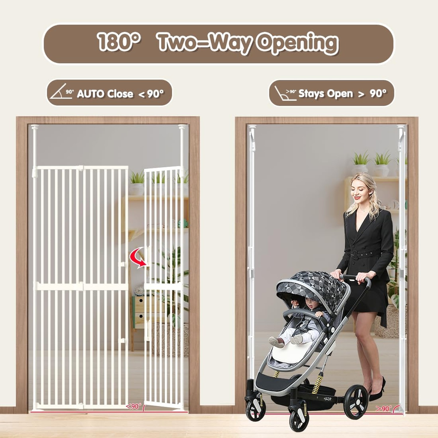 71″ Extra Tall Cat Gate for Doorway 33.5″-47.2″ Wide Pet Gate Pressure Mounte…