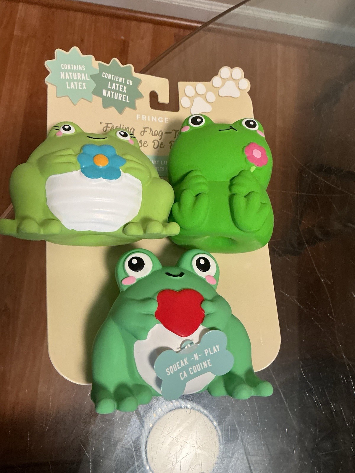 NEW Fringe Dog Toys “Feeling Frog-fantastic” Latex Frogs with Squeakers Set of 3