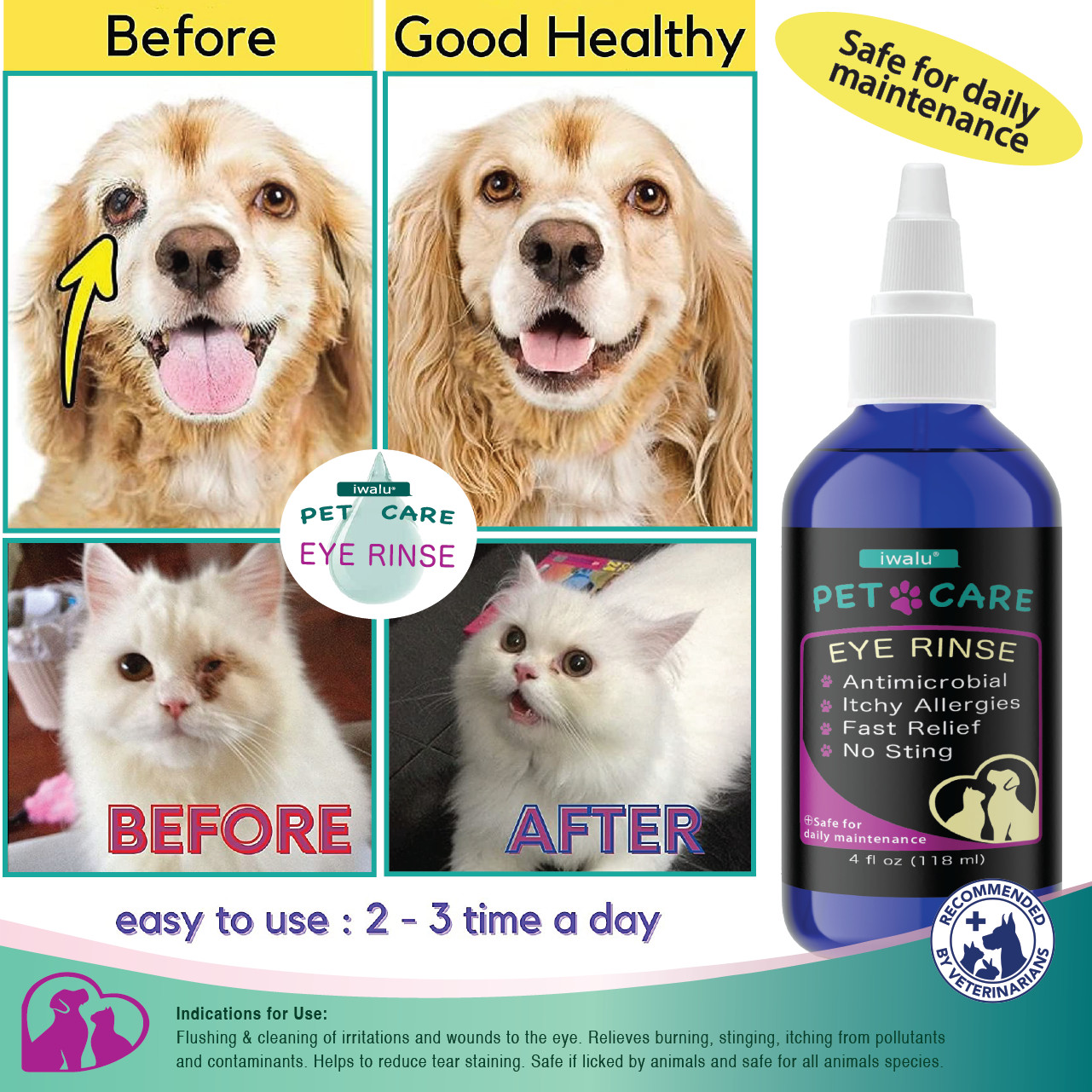 KITTEN EYE WASH Drops For Infection Pet Relief Cataract Medicine Cat Supplies