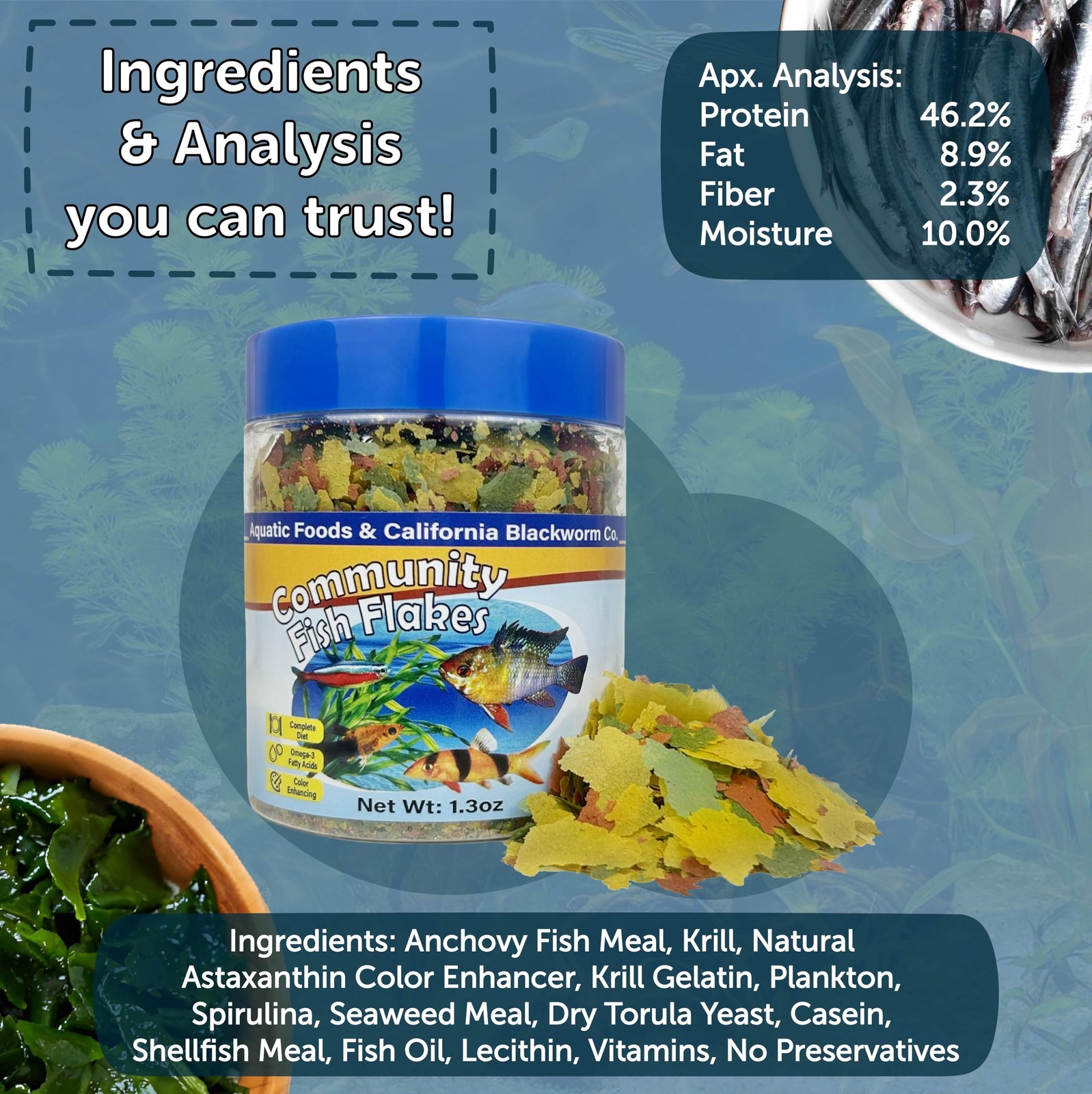 Aquatic Foods Inc. Community & Tropical Fish Flakes, for Angel Fish, Guppies,…