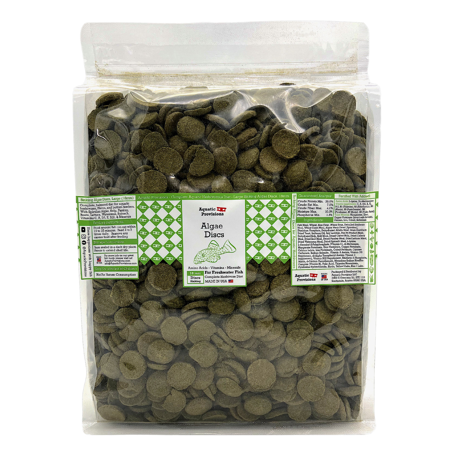 18mm Sinking Spirulina Veggie Algae Disc Wafers Herbivore Pleco Fish Food 4 lbs