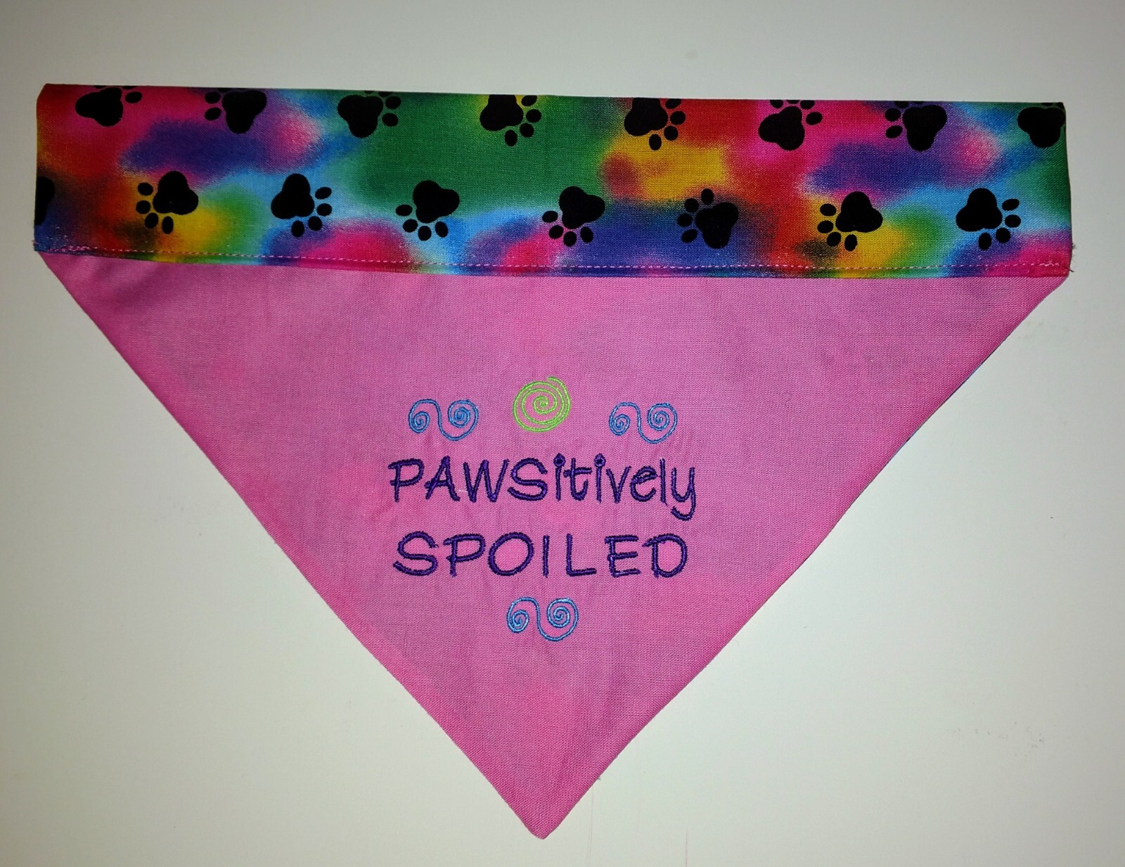 PERSONALIZED reversible embroidered over the collar DOG BANDANA – Design Ur Own!