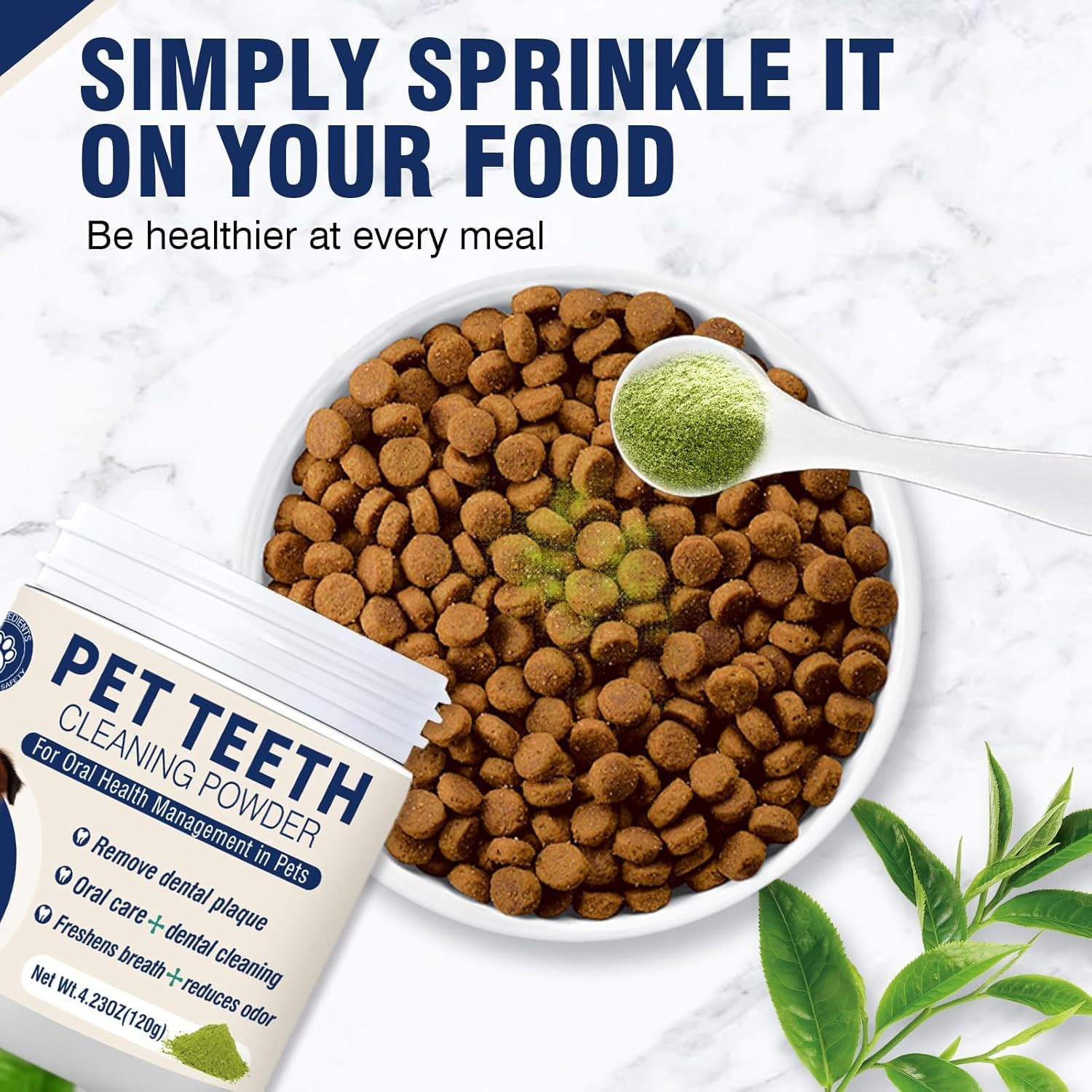 Dental Powder for Dogs Teeth Fresh Breath and Teeth Cleaning Contains Natural In
