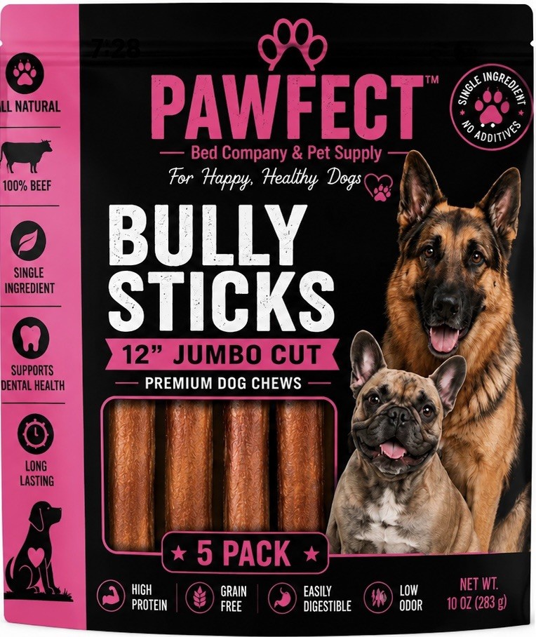 Pawfect 12″ Bully Stick Dog Chews Beef Pizzle Treats 10 pack NO ODOR LONG LAST