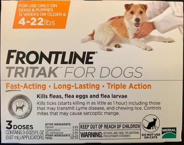 Frontline Plus Tritak Effective Flea Tick mange drop | Dogs 4-22 lbs | 3 doses |