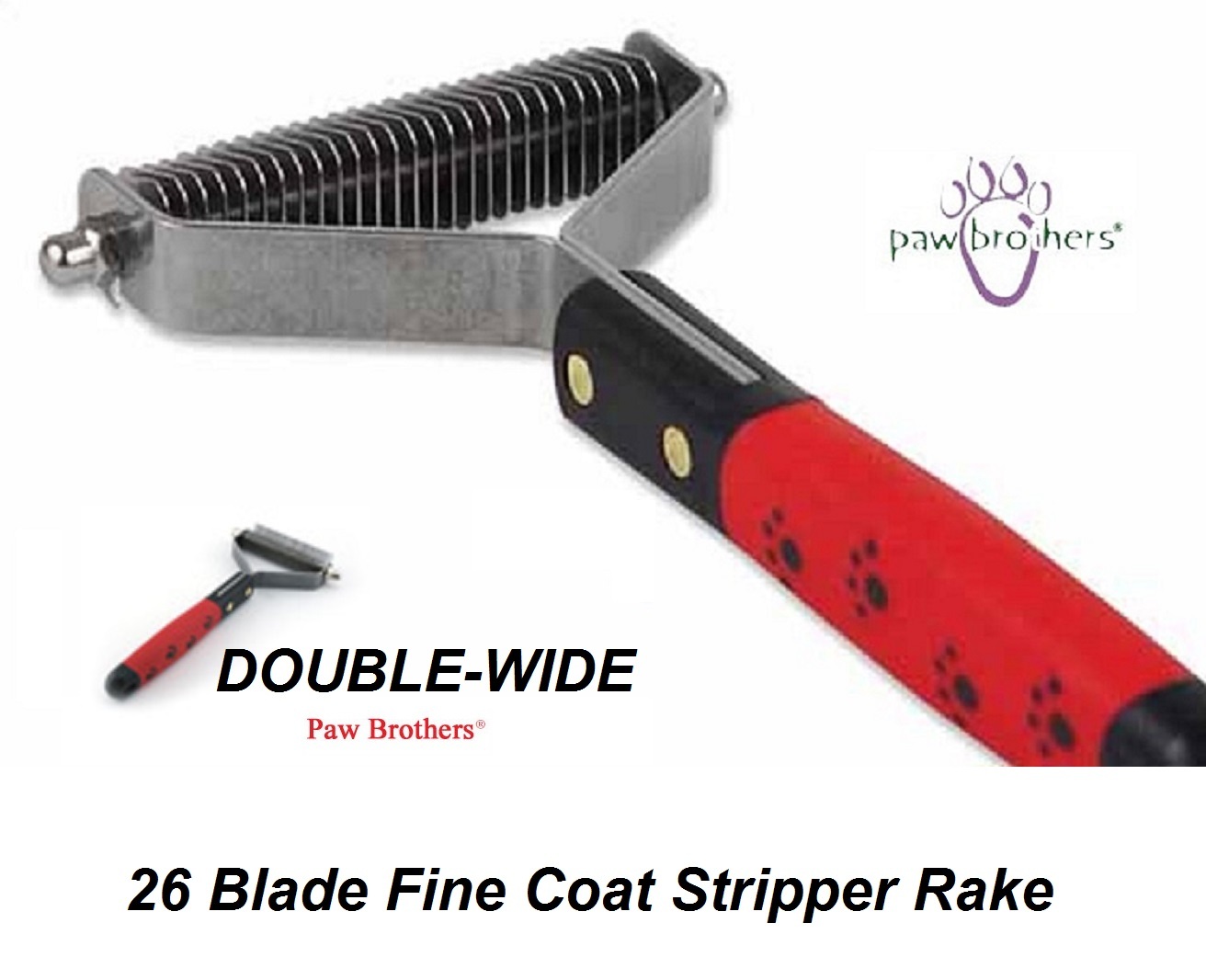 DOUBLE WIDE 26 Blade COAT STRIPPER Undercoat RAKE Dog Grooming*Compare to Mars