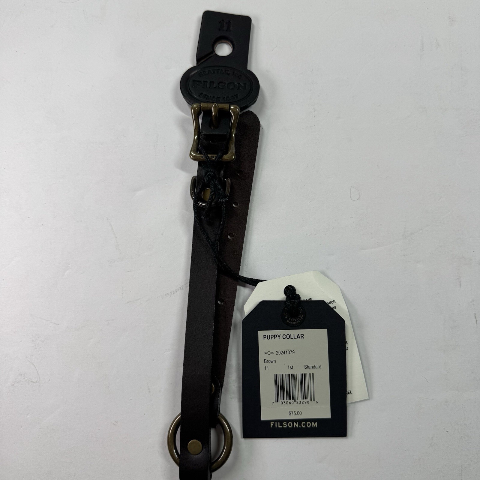 Filson Bridle Puppy Collar Brown Leather Size 11