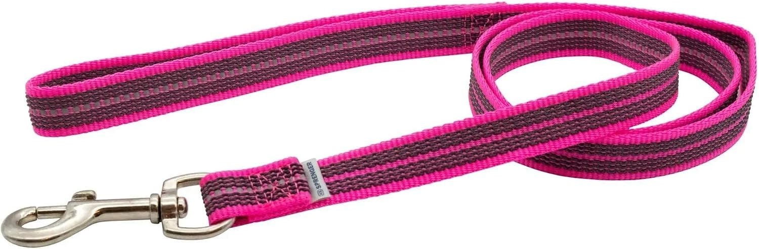 NO TAG-Herm Sprenger Rubberized Reflective Nylon Leash w/Hand Strap Pink 6.5 ft