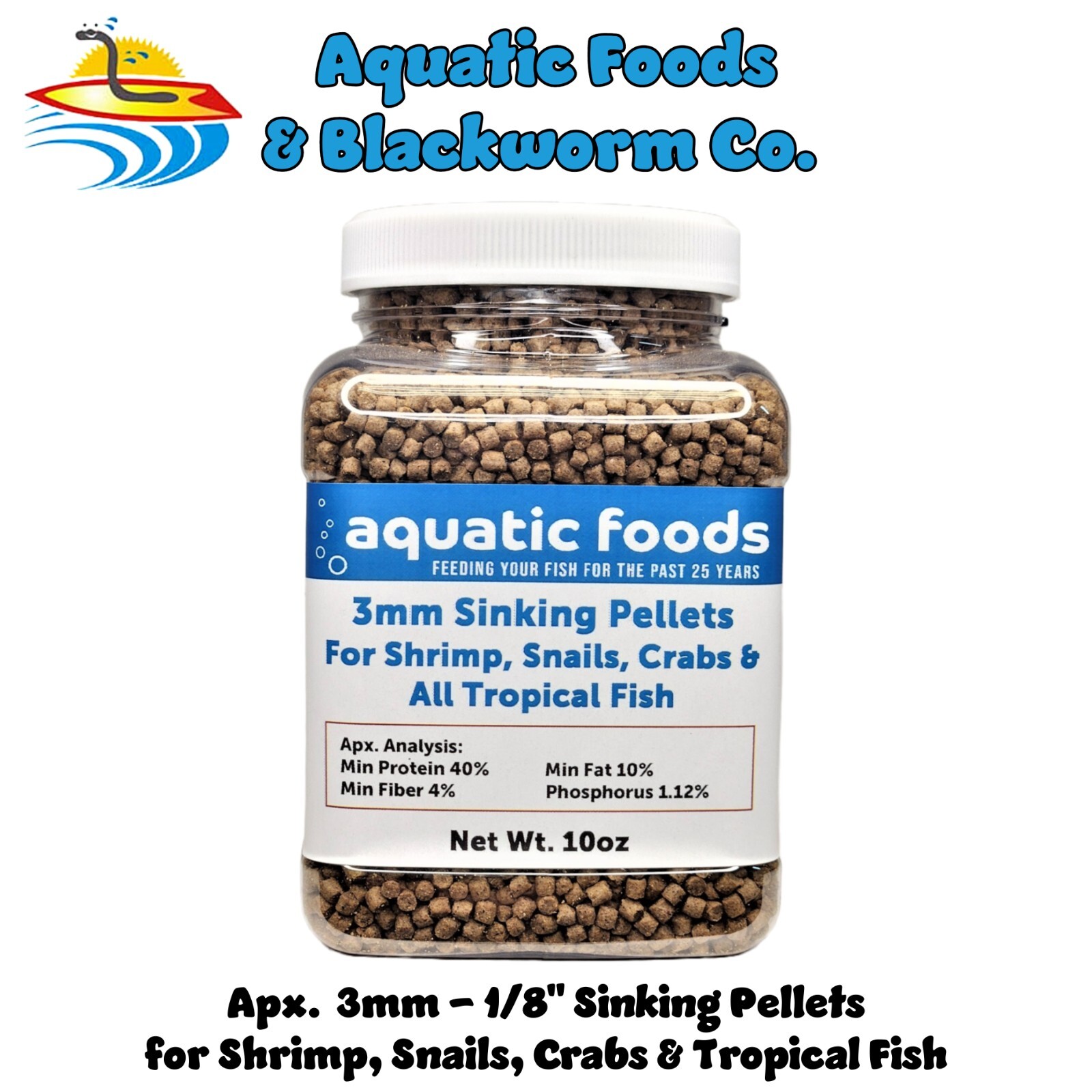 3mm Sinking Pellets for Shrimp, Snails, Crabs, for All Tropical Fish. Zeigler