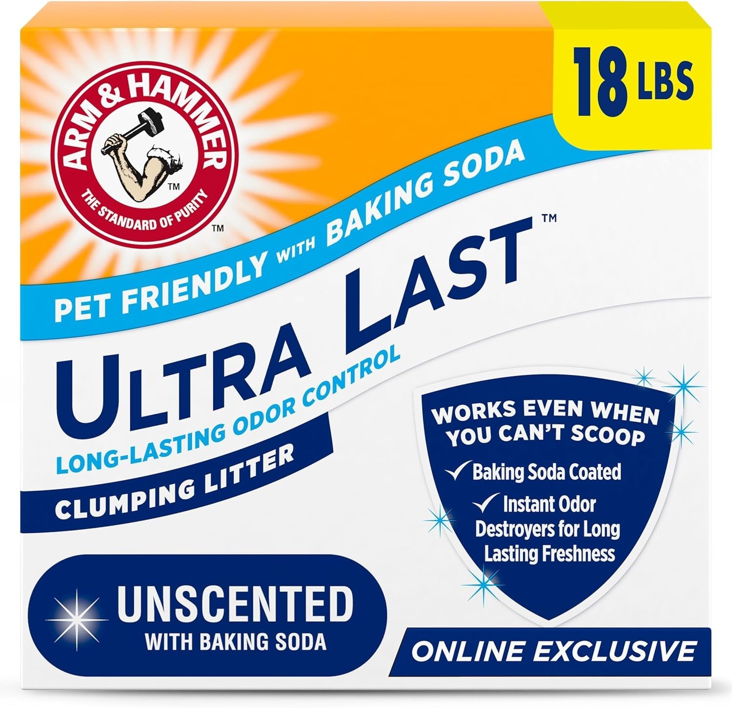 ARM & Hammer Ultra Last Clumping Cat Litter Unscented MultiCat 18 Lbs