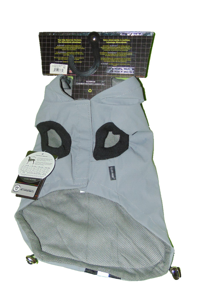 Silver Paw Gray Dog Rain Jacket Small New