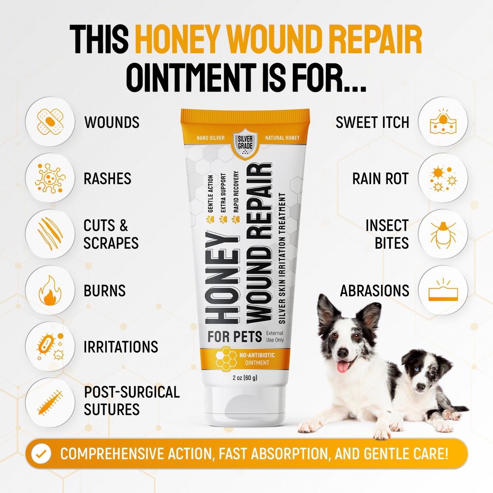 Honey & Silver Wound Ointment for Dogs & Cats – Hot Spot & Skin Care