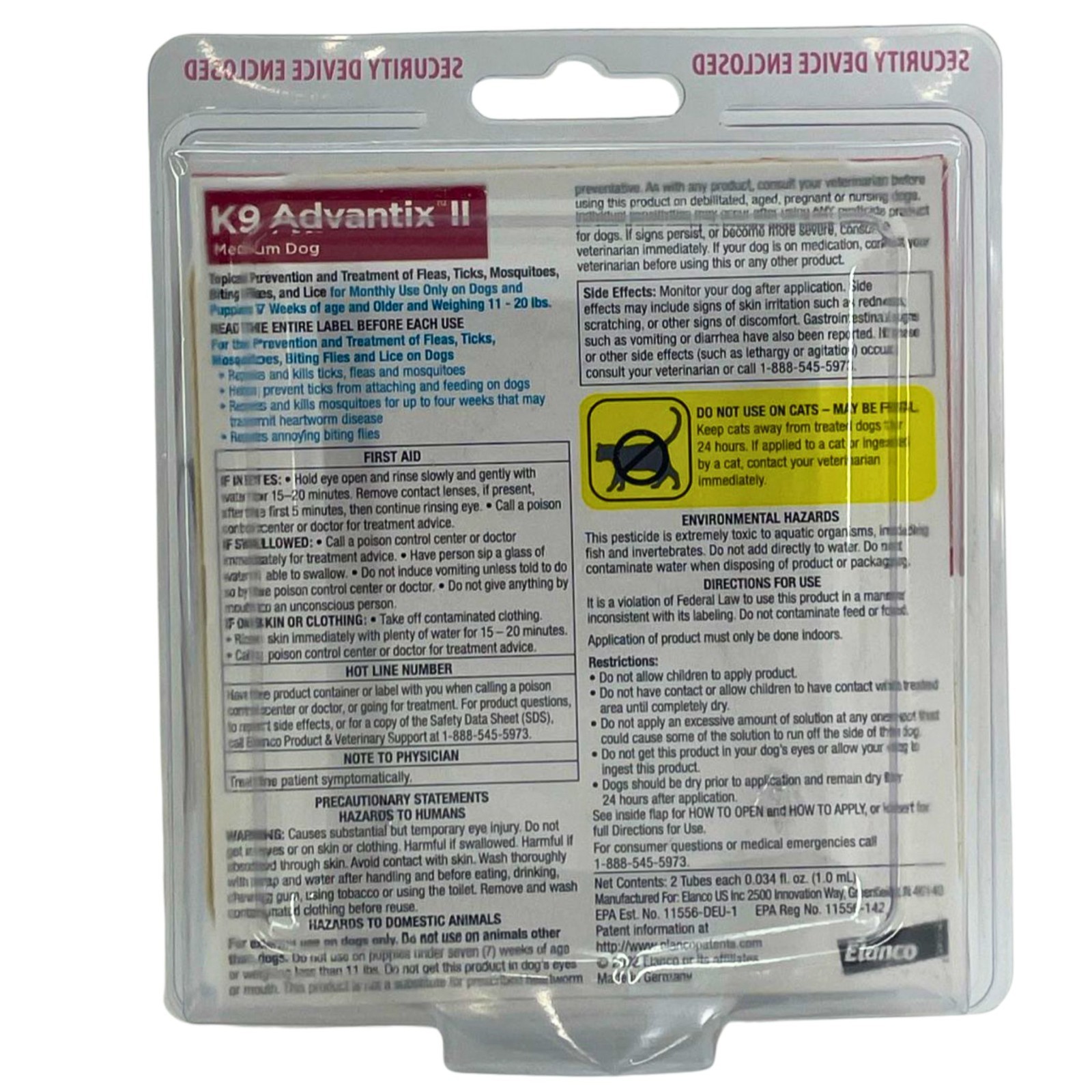 K9 Advantix II Medium Dog 11-20 lbs Flea Tick Treatment 2 Dose 2 Pack