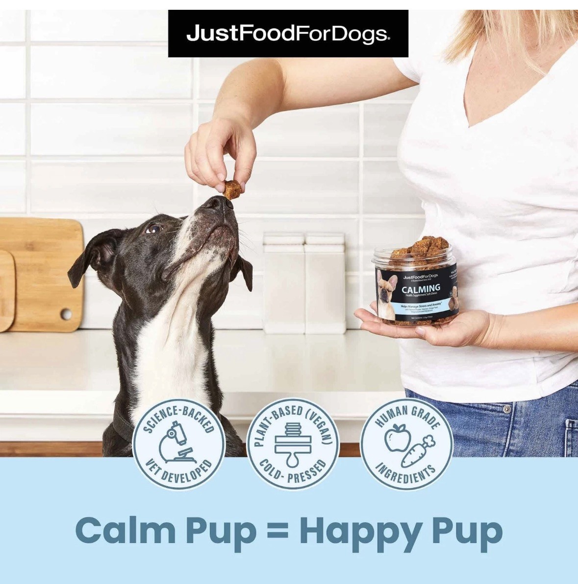JustFoodForDogs Calming Supplement for Dogs Soft Chew to Support Stress and A…