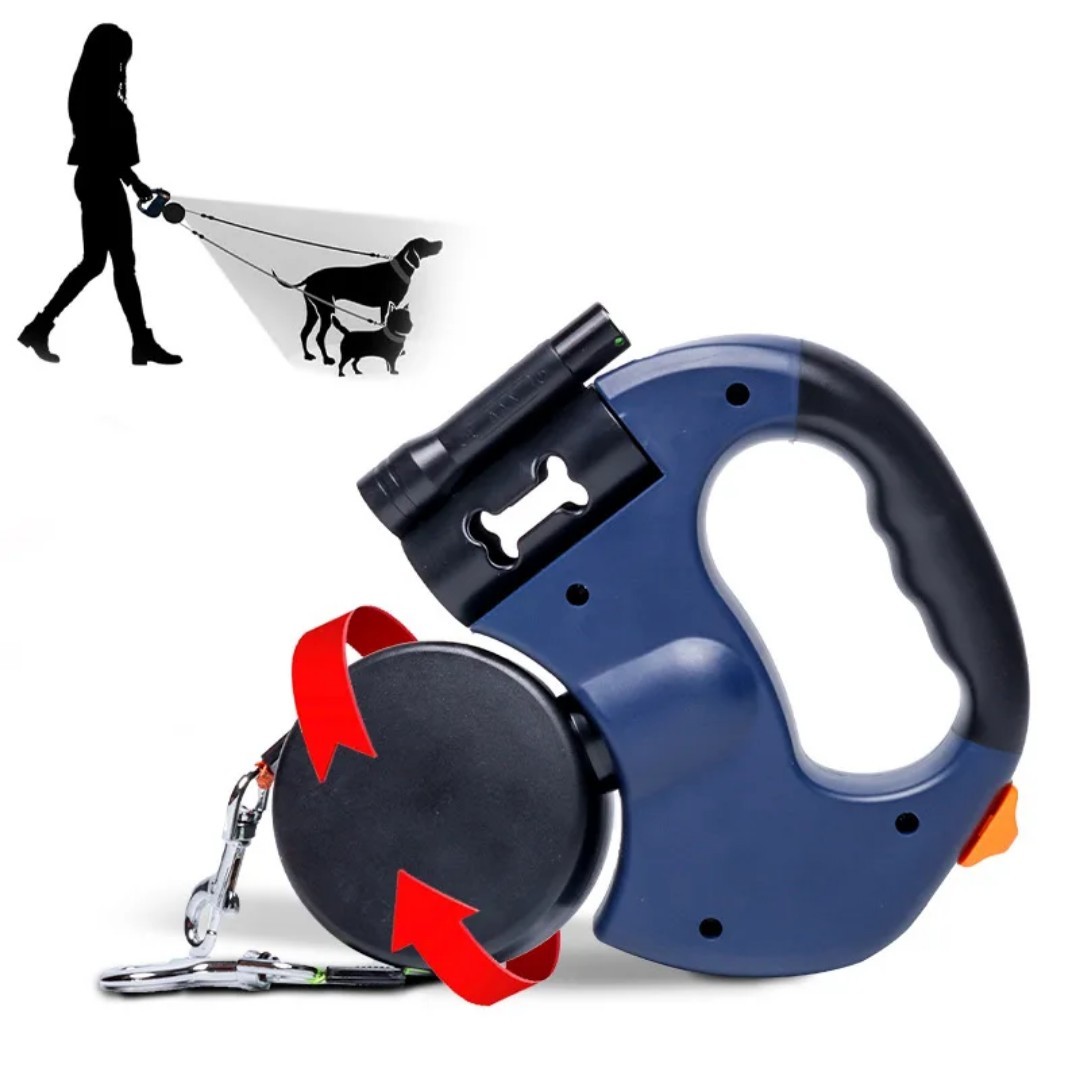10ft Retractable 2-Dog Double Leash Up To 25lbs Per Dog RED Only