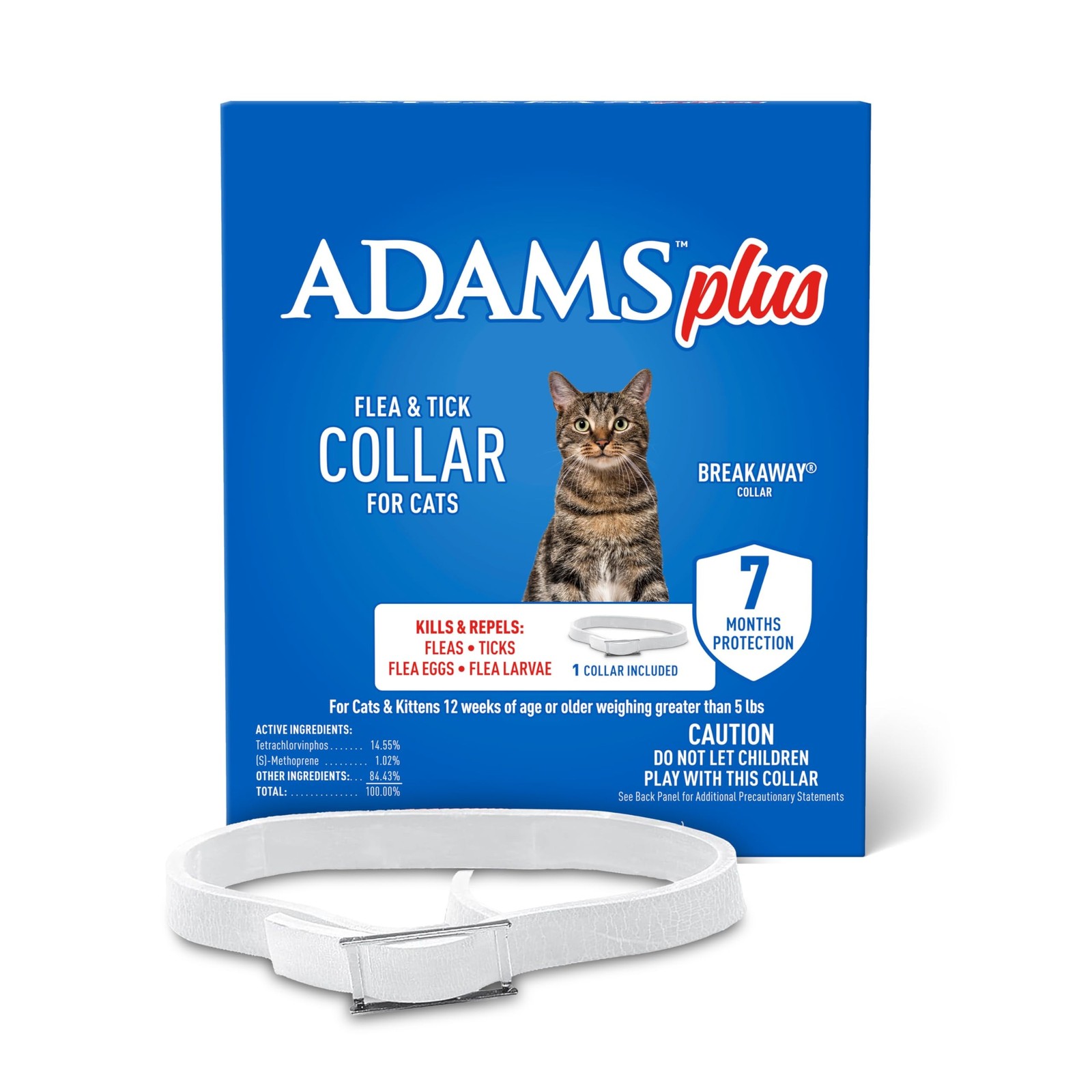 Cat Flea Tick Collar 7 Month Protection Adjustable ADAMS Plus 1 Count Kitten NEW