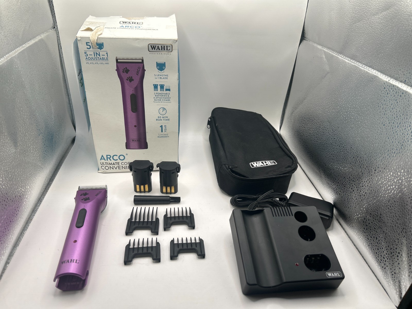 Wahl Professional Animal Arco Pet Cordless Clipper Kit, Purple