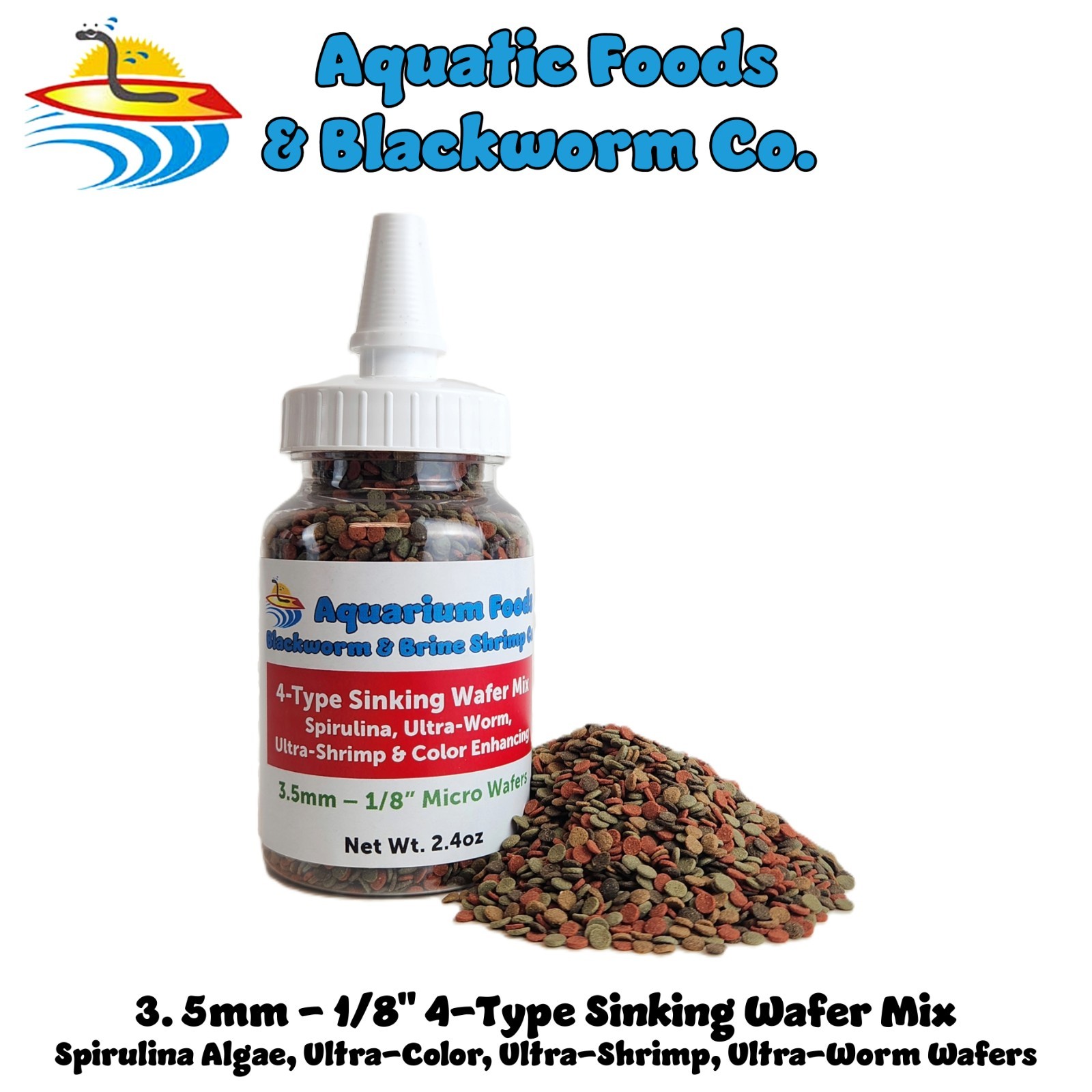 4-Type 3.5mm Sinking Wafers Spirulina, Ultra-Worm, Ultra-Shrimp, Ultra-Color. SB