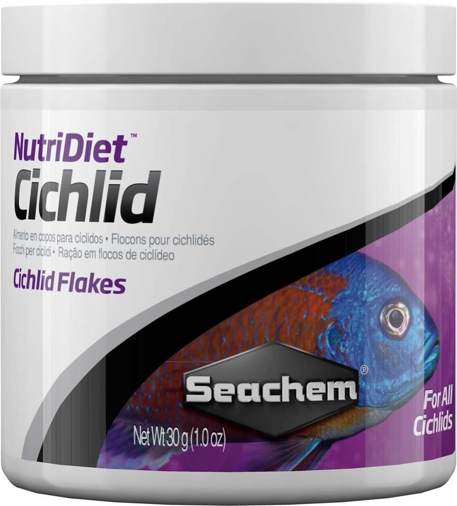 Seachem NutriDiet Cichlid Fish Flakes – Probiotic with GarlicGuard 1.0-Ounce