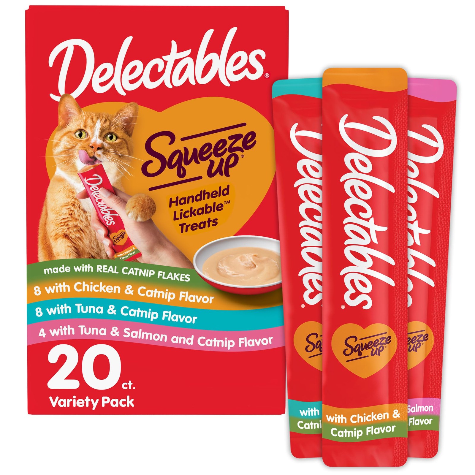 Cat Treats Catnip Variety Pack Squeezable Puree 0.5 Ounces Tube 20 Tubes Total