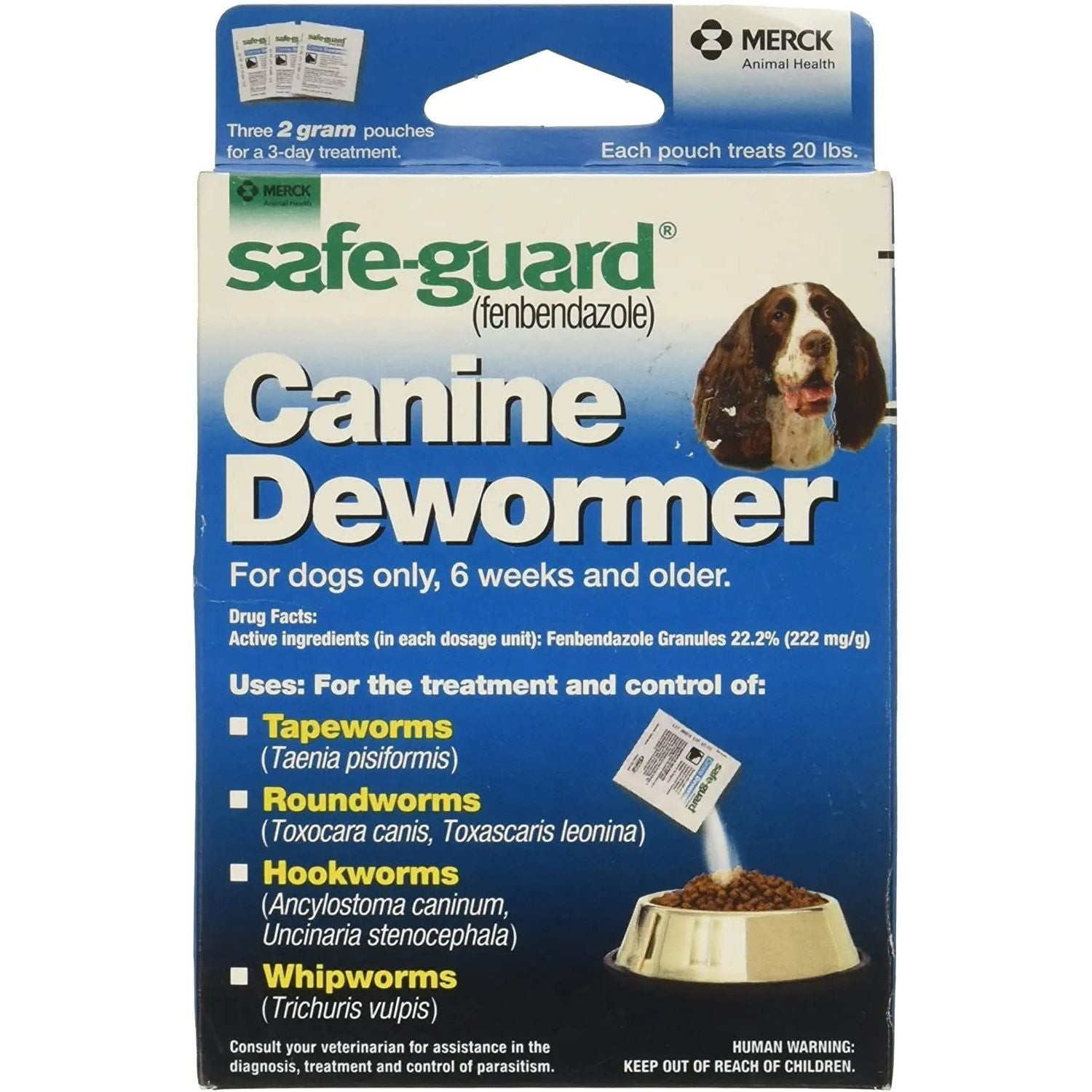 Safe-Guard Canine Dewormers K9 Dogs 20 lbs. 2gm 3-Pack