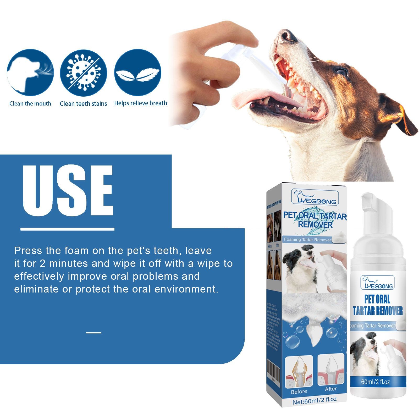 Daily Pet Oral Foam Spray for Dogs & Cats – Fresh Breath & Clean Teeth