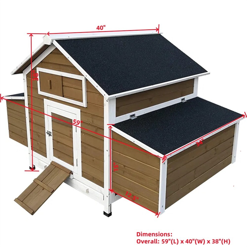 Wood Chicken Coop Backyard Hen House 4-8 Chickens with 6 Nesting Box New