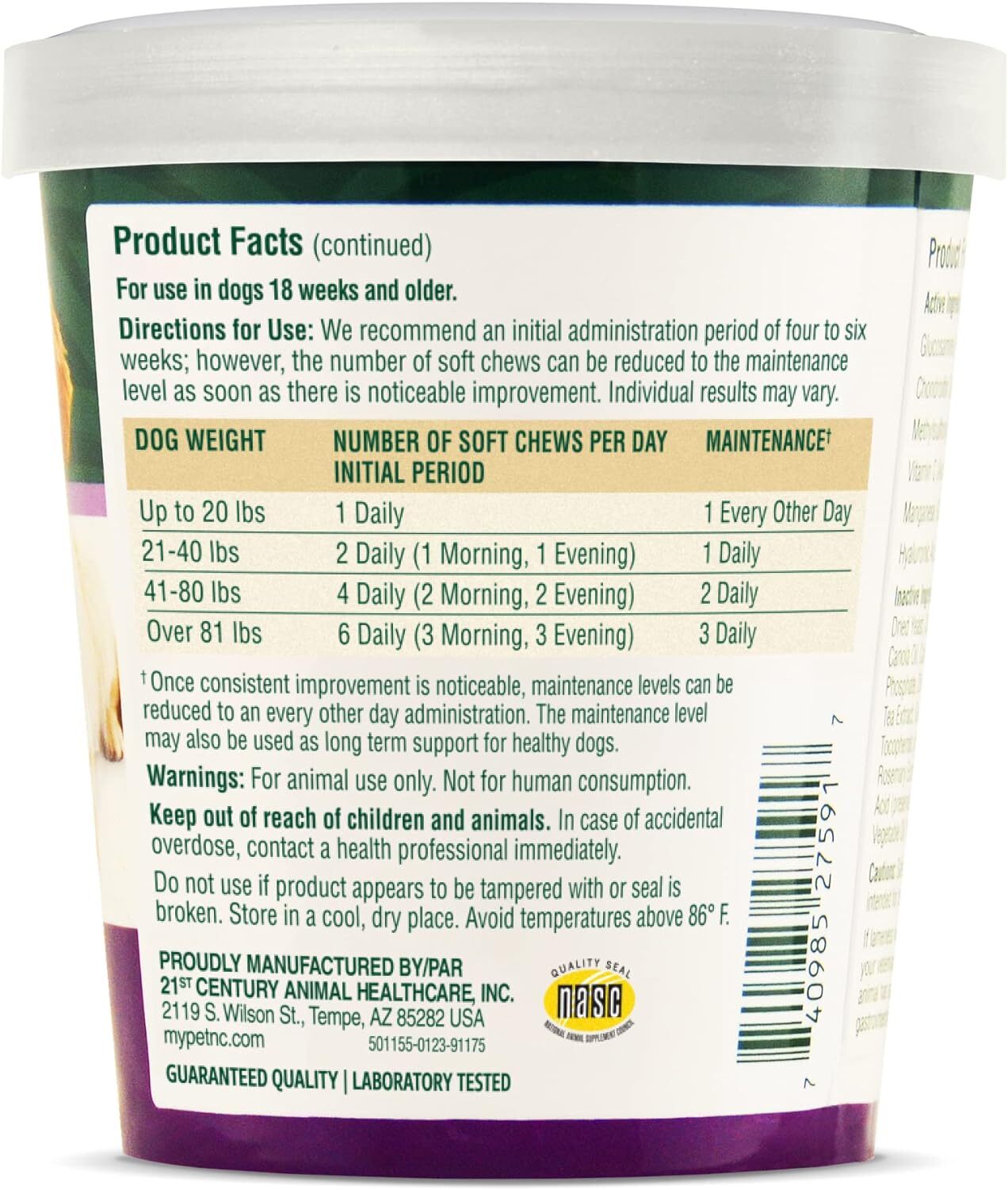 Natural Care Hip and Joint Soft Chews for Dogs 90 Count