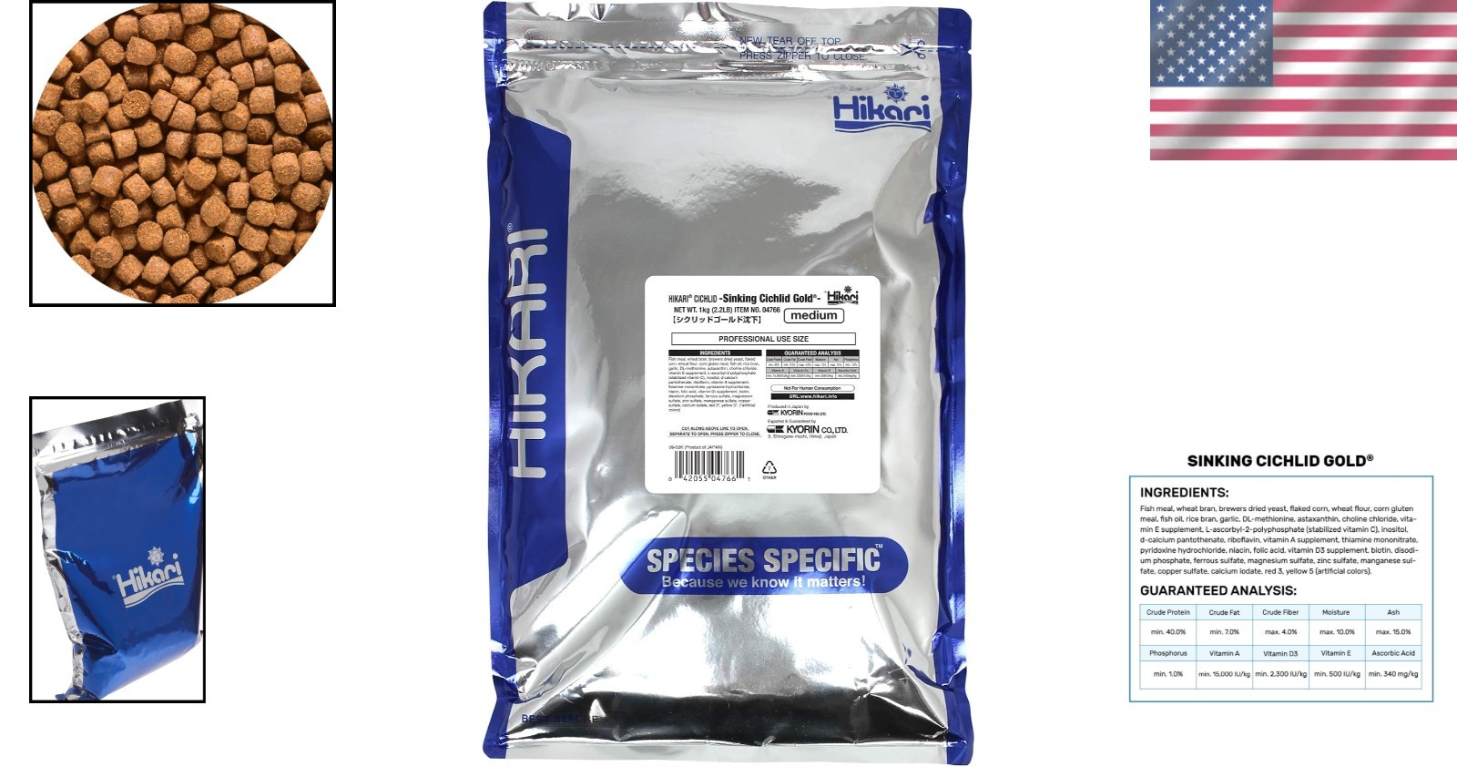 Cichlid Gold Pellets 2.2 lbs – High Astaxanthin Sinking Food for Tropical Fish