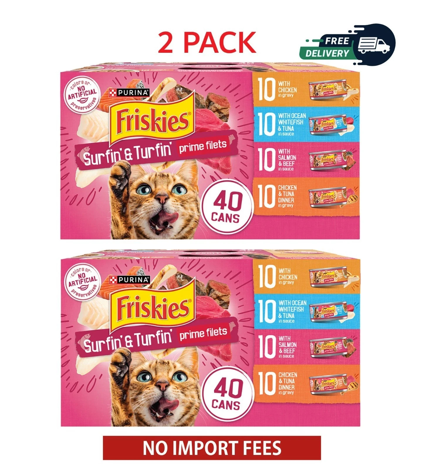 2 PACK Purina Friskies Gravy Wet Cat Food Variety Pack, ( Pack of 40 ) 5.5 oz.