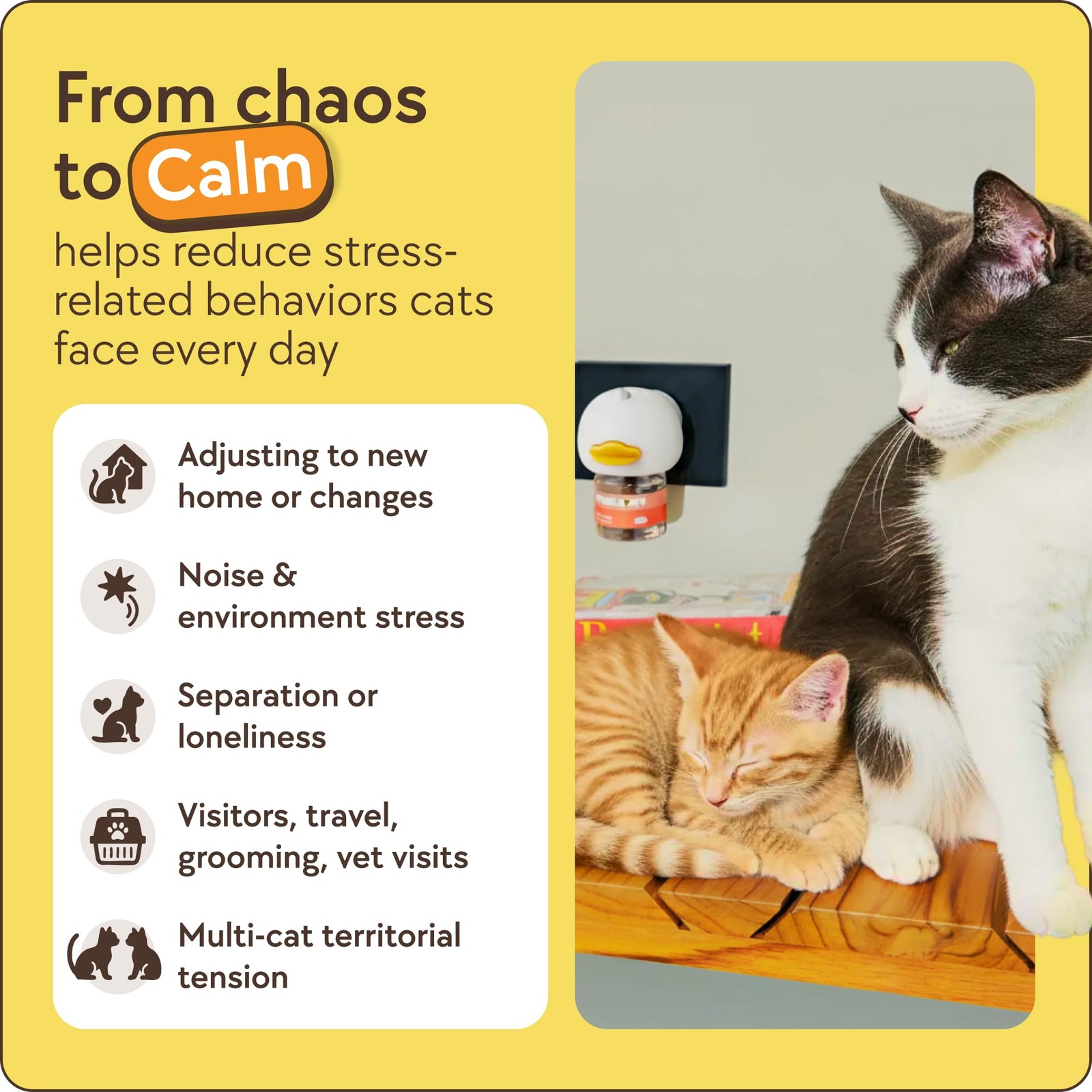 60-Day Cat Calming Diffuser – Cat Pheromone Diffuser for Stress, Pee Spraying…