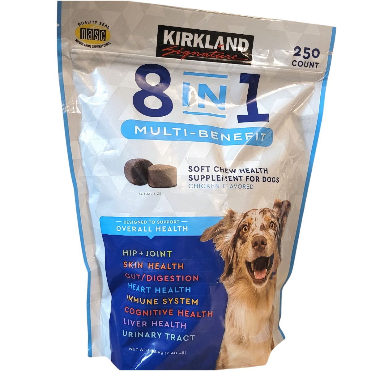 Kirkland 8 in 1 Dog Multivitamin Soft Chews 250 Ct Chicken Flavor Supplements