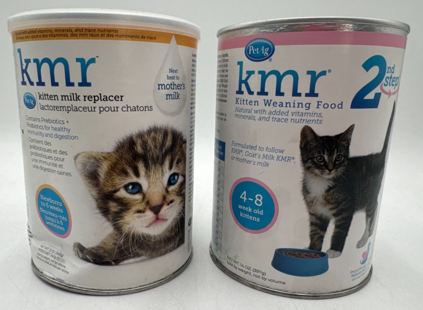 KMR Kitten Milk Replacer Powder 12oz, AND 2nd Step 4-8 Weeks 14oz, EXP: 4/27+