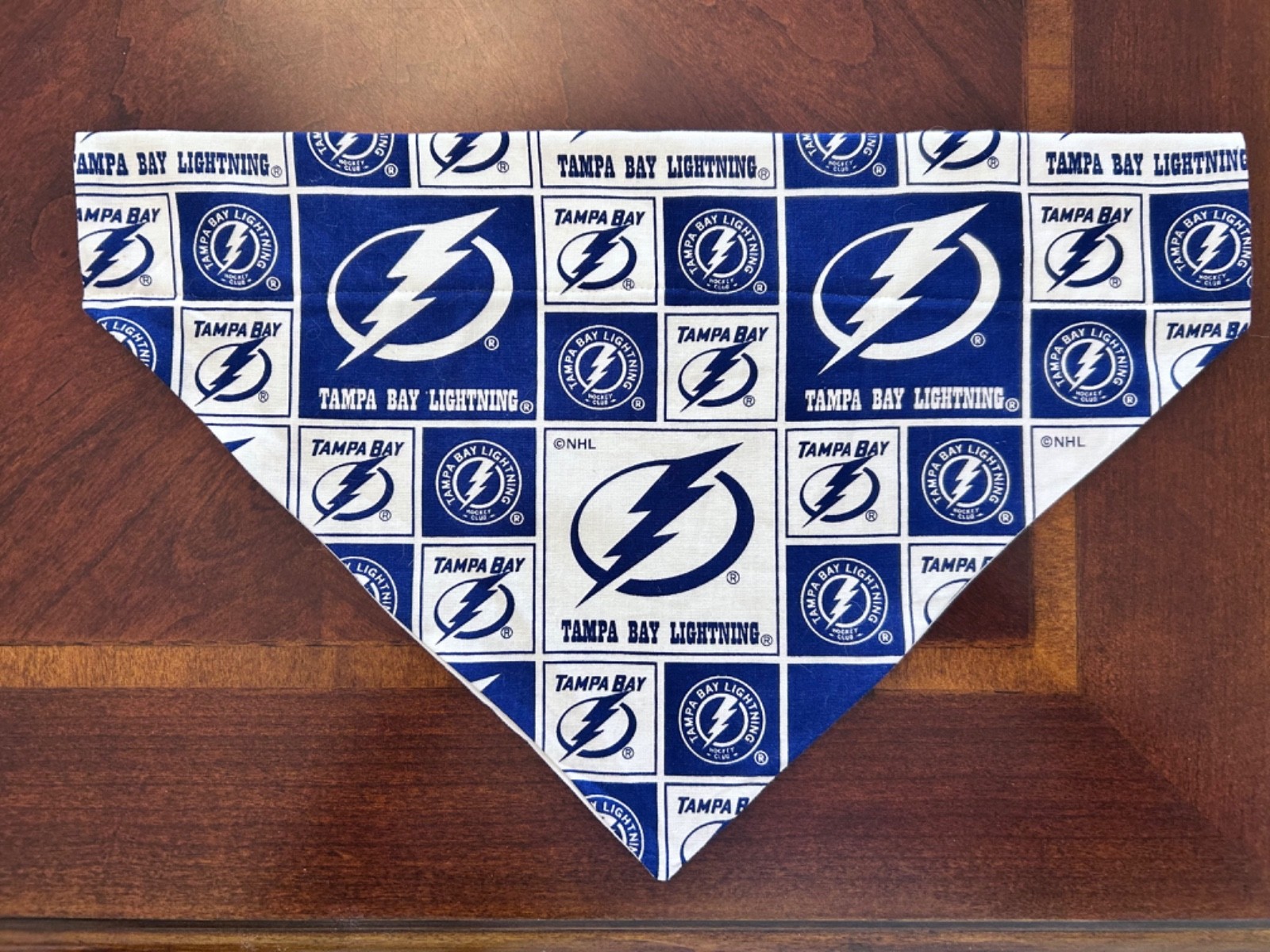 Handmade Tampa Bay Lightning Bandana OVER THE COLLAR Slide on Scarf LARGE