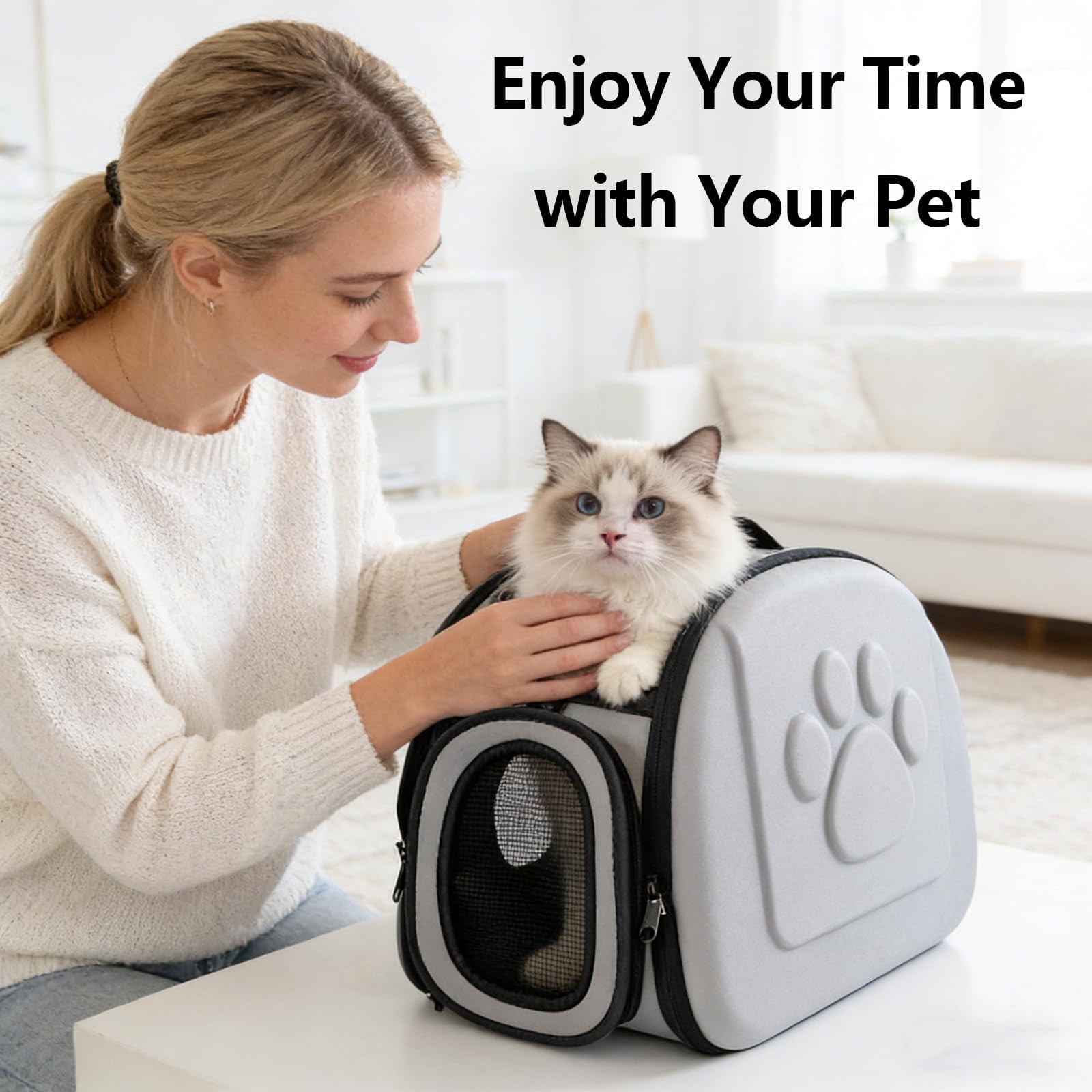 Cats Carrier for Cats & Small Dogs, Up to 18lbs, Gray