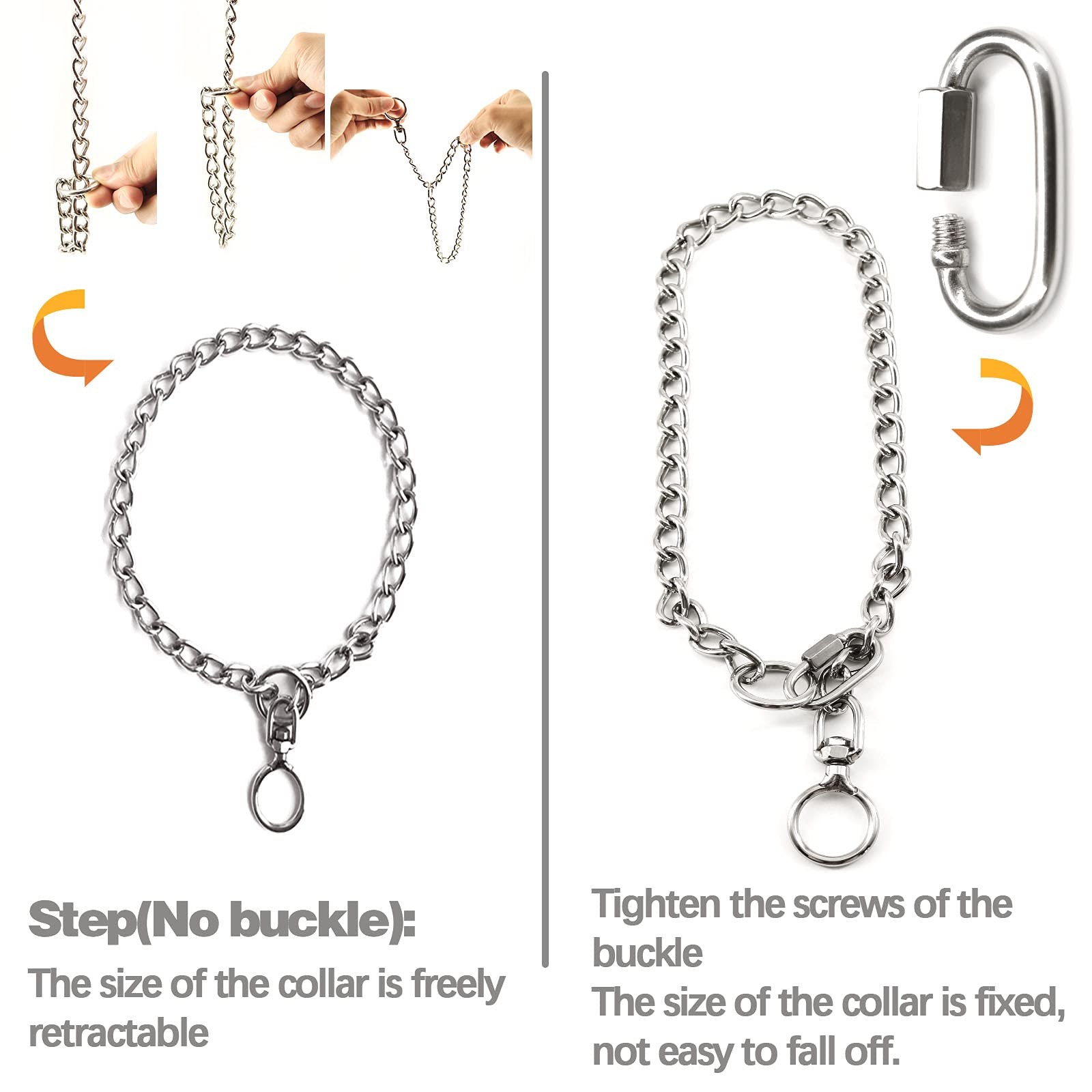 Dog Chain Necklace Metal Stainless Steel Leash 3mm x 22 inches, White,Silver