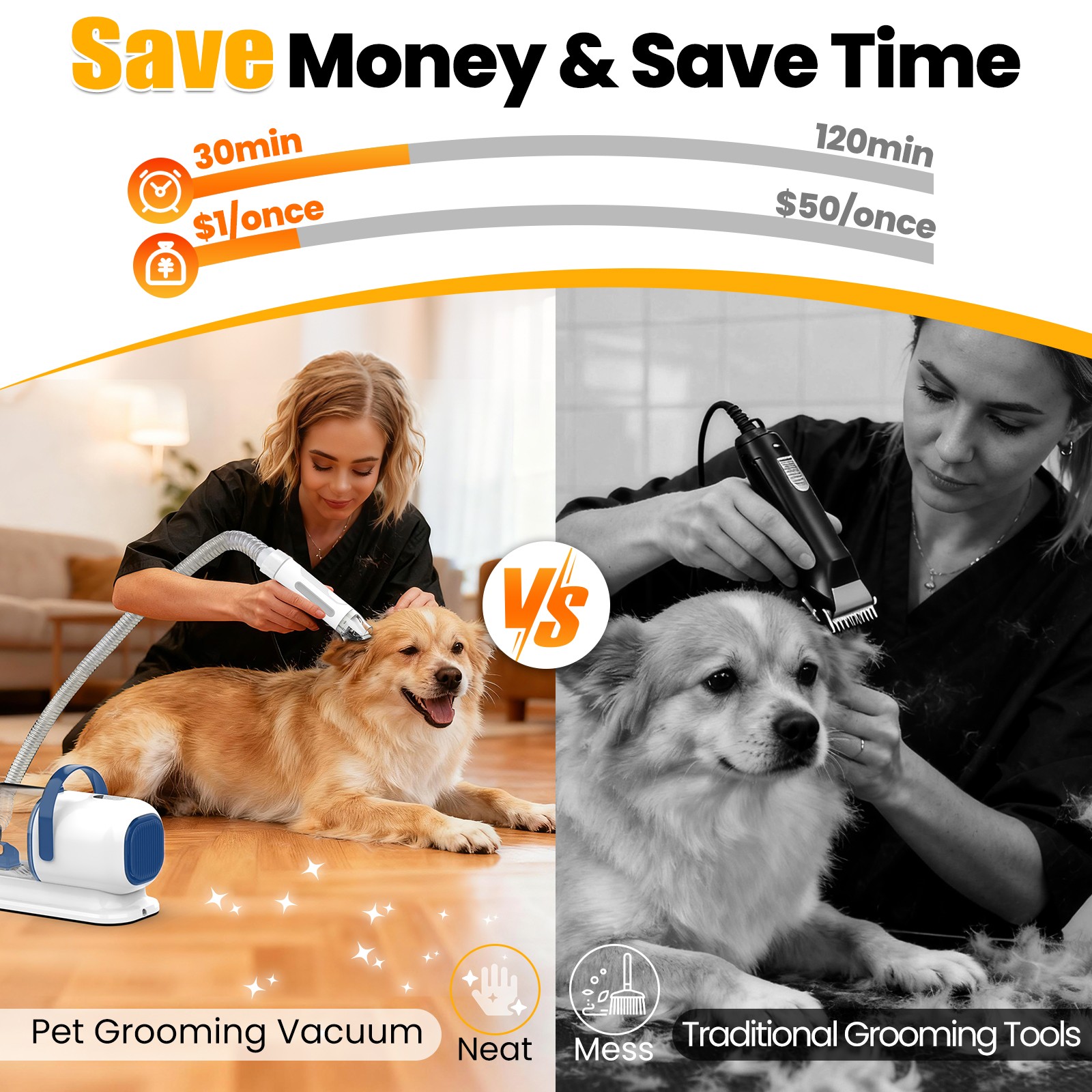 AIRROBO GP04 Plus Pet Grooming Vacuum Kit Dog Cat Hair Clipper Trimmer Brush Paw
