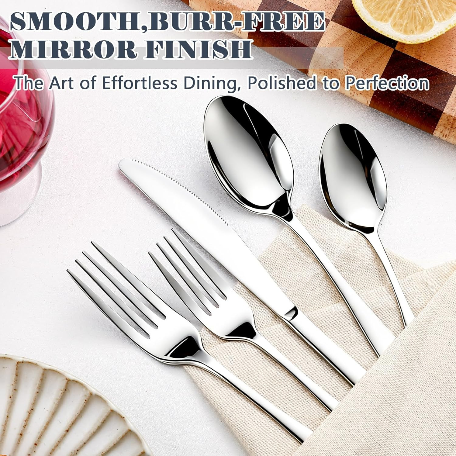 49 PCS Silverware Set – Stainless Steel Silverware Set with Organizer for 8, Fla