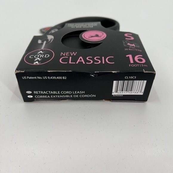 Flexi Classic Dog Leash Retractable Cord for SMALL Pet 0-26 lb BLACK 16 feet