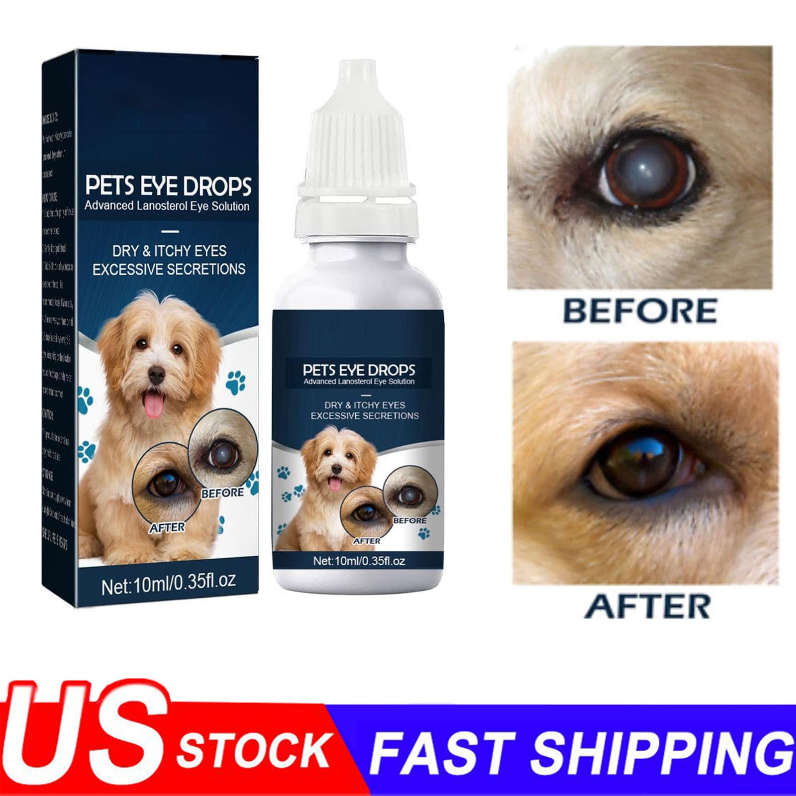 Eye Drops for Pets Bacterial,Viral and Fungal & Infections Dog Cat Treatment US
