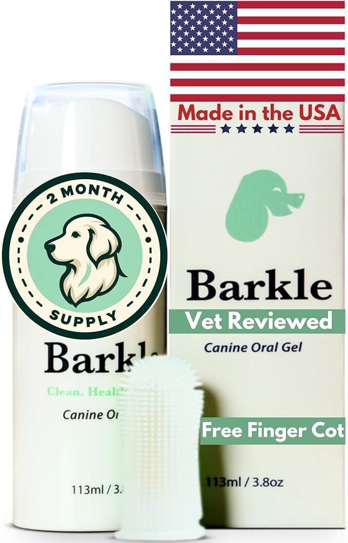 Mint – 60 Days,Barkle Dog Teeth Cleaning Gel | Best Dog Tooth Brushing Kit | Vet