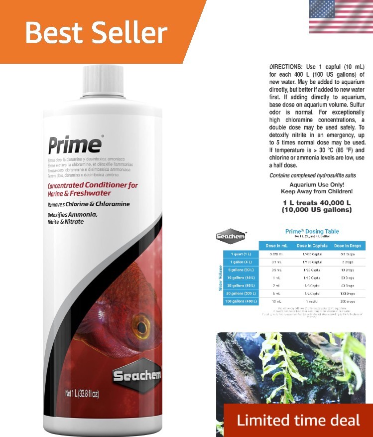 Seachem Prime 1L Fresh & Saltwater Conditioner – Detoxifier & Chlorine Remover