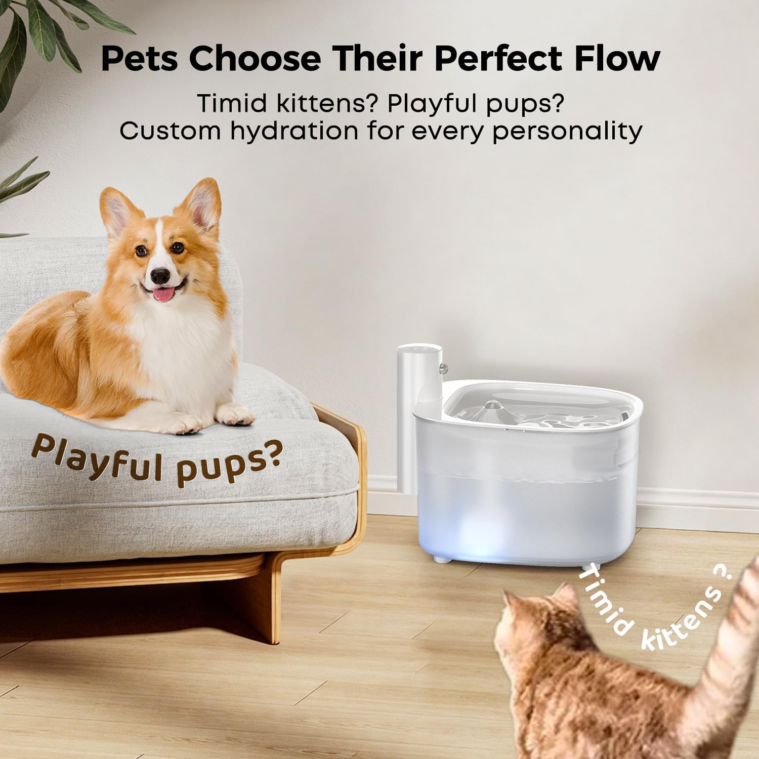Wireless Cat Water Fountain, Automatic Sensor-Activated Water Dispenser,88Oz / 2