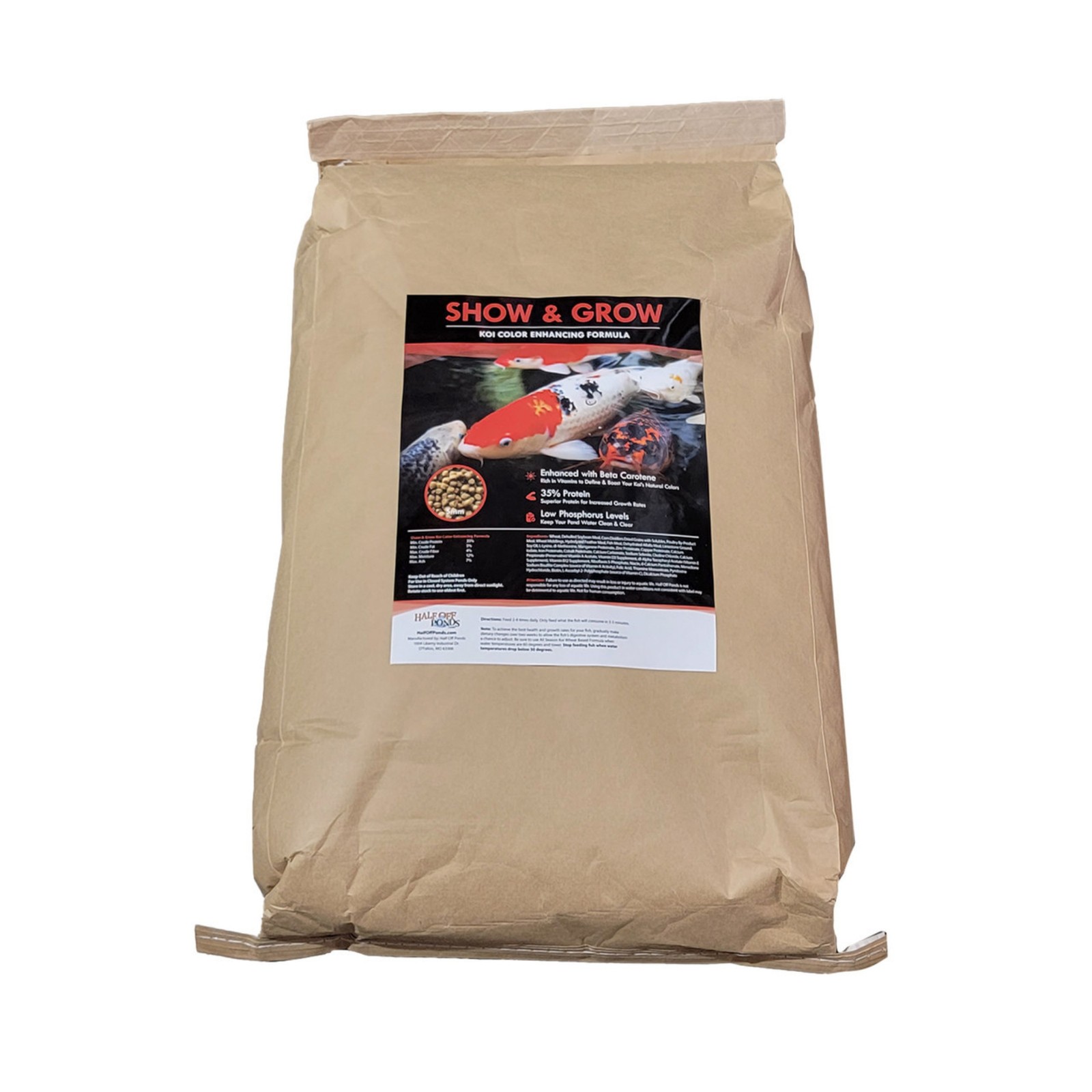 HALF OFF PONDS Show & Grow Koi & Goldfish 3mm Food Pellets – 50 lbs Bag