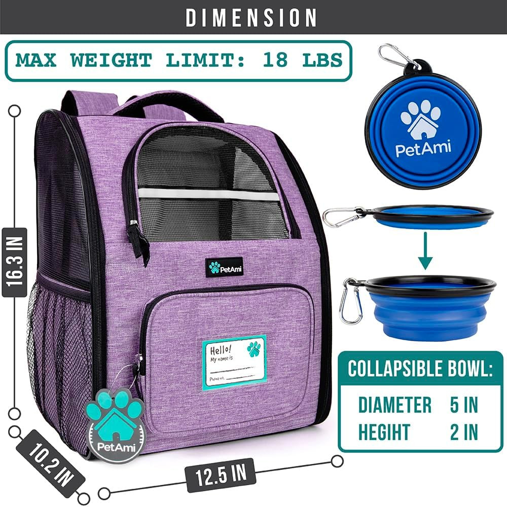 Dog Backpack Carrier for Small Medium Dogs Large Cats up to 18 Lbs, 2 Side Entry