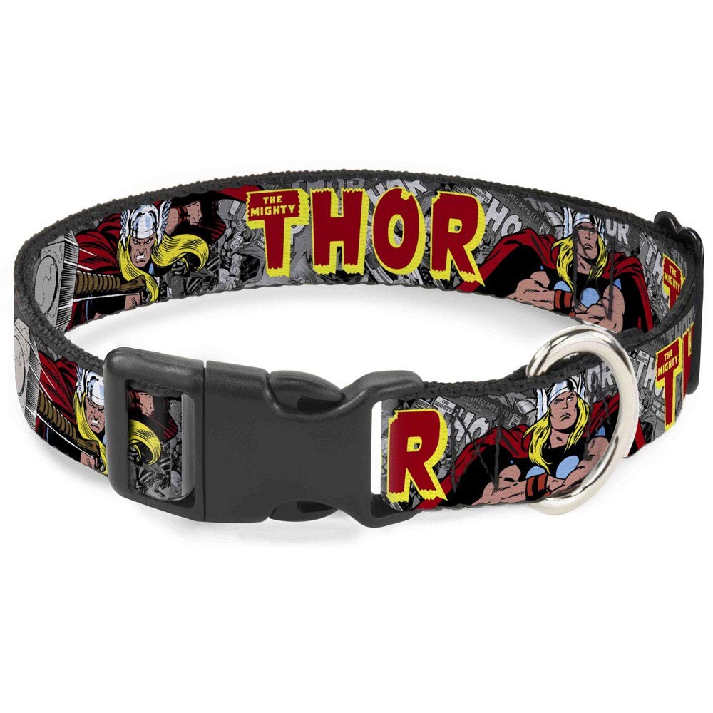 The Mighty Thor Action Poses Plastic Clip Dog Collar 1.0 Inch Wide 1526 Inch